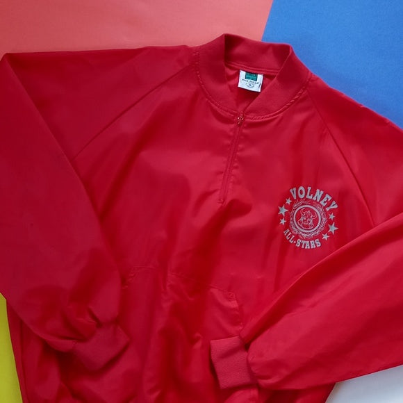 Vintage 90s Volney All-stars Viking Logo Essential Half Zip Windbreaker Jacket