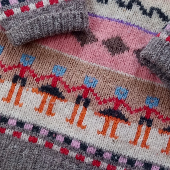 Vintage Funky People Holding Hands Wool Sweater UNISEX