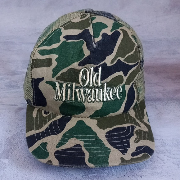Vintage Old Milwaukee Camo Trucker Hat