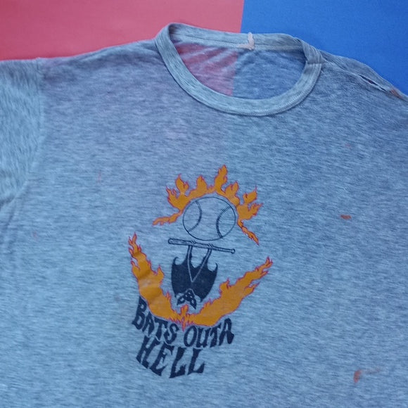 Vintage Bats Outa Hells Bat & Baseball Bat Single Stitch T-Shirt