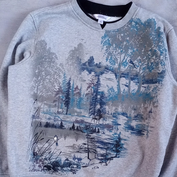 Vintage Nothern Reflections Naturescape Wilderness Wildlife Print Crewneck Sweat