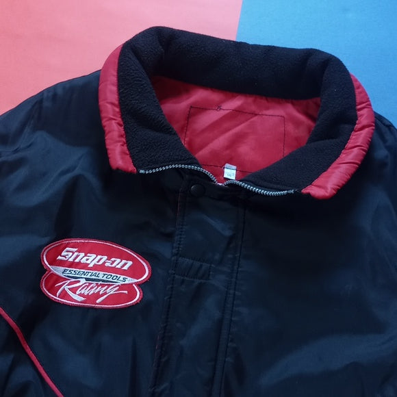 Vintage 90s Snap On Racing Checkered Flag Sleeves Winter Jacket