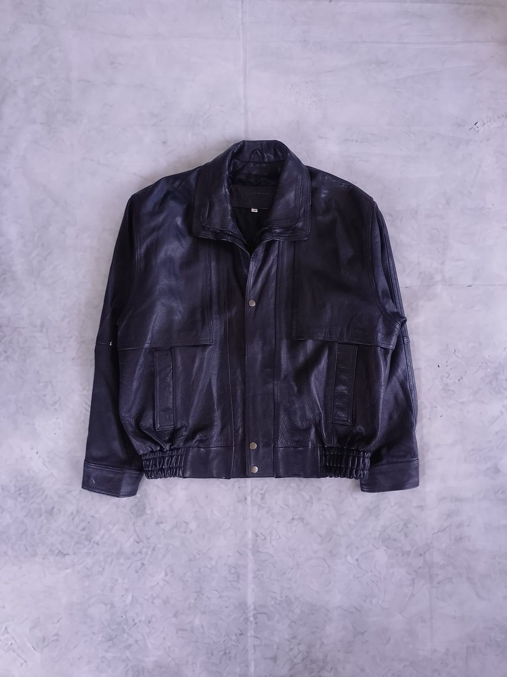 Vintage Men's Black Leather Bomber Jacket