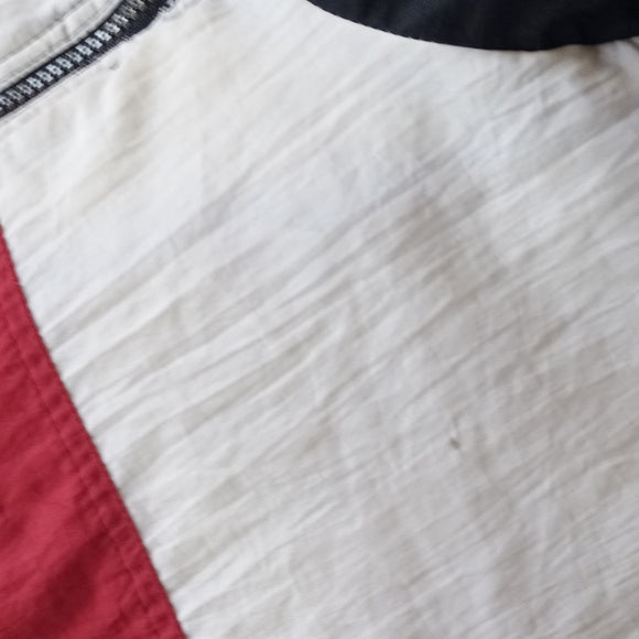 Vintage 90s Adidas Essential Striped Winter Jacket With Hood RED/White/BLACK