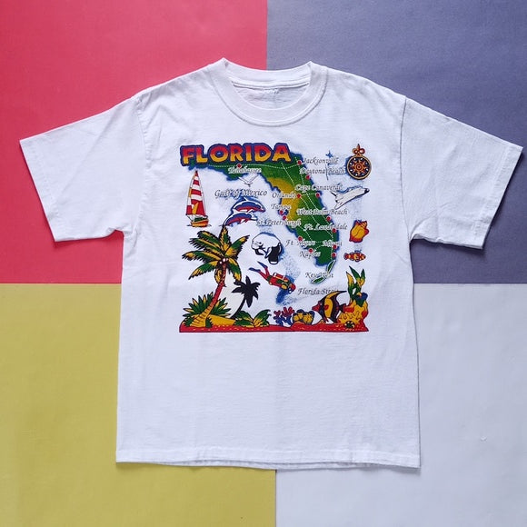Vintage Florida With Cities/ Attractions Single Stitch Graphic T-Shirt Unisex