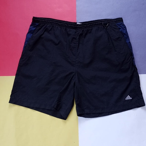 Vintage 90s Adidas Blue Black Essential Shorts Pockets