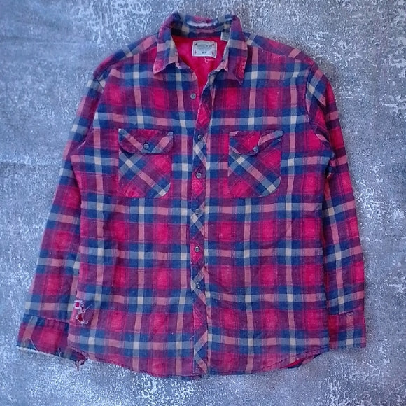 Red and Blue Plaid Flannel Shirt