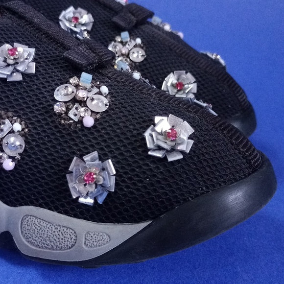 Dior Black Sequins Embellished Mesh Fusion Slip-On Sneakers
