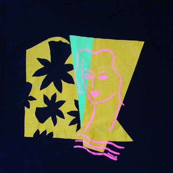 Vintage Single Stitch Abstract With Lady NEON T-Shirt