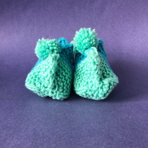 NWT Vintage Handmade Knitted Green Teal Children’s Slipper Booties