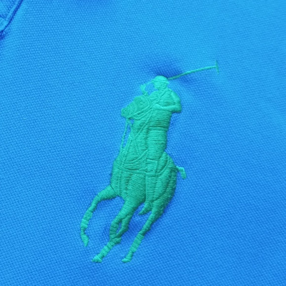 Polo By Ralph Lauren Big Pony Custom Fit #3 Blue Polo T-Shirt