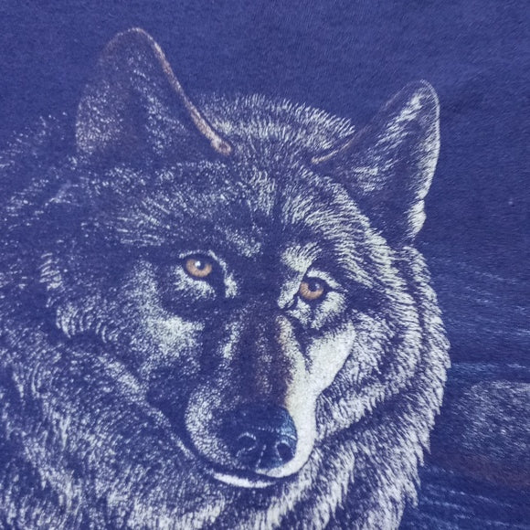 Vintage 90s Wolf Walking Through River Single Stitch T-Shirt Distressed Unisex