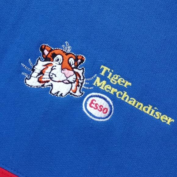 Vintage Colour Block ESSO Tiger Merchandiser Embroidered Zip-Up Sweater Unisex
