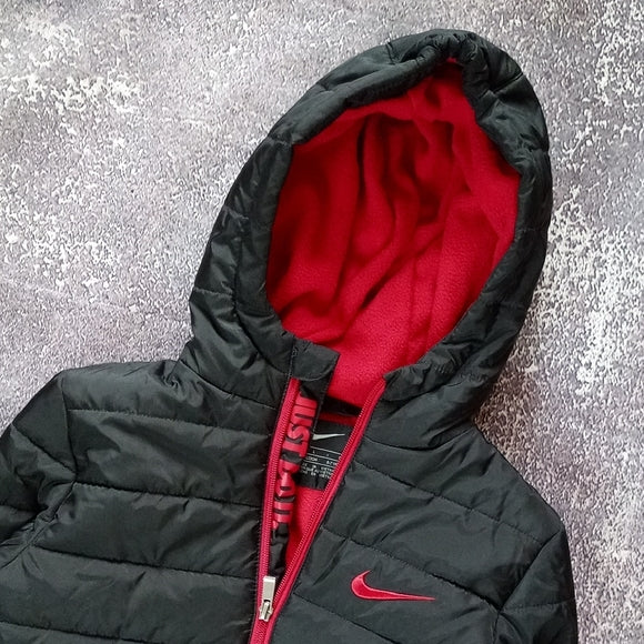Nike JUST DO IT Black and Red Hooded Jacket PUFFER