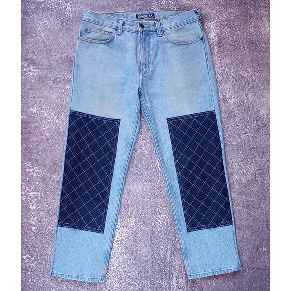 Vintage 90s Reworked Double Knee Utilitarian Workwear Baggy Denim Jeans UNISEX
