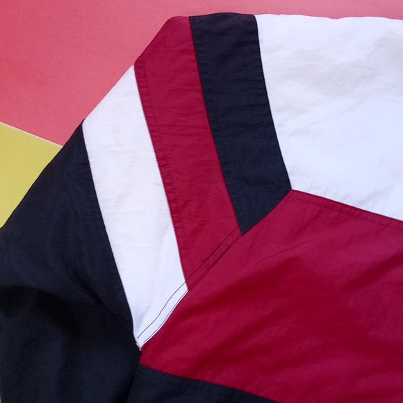 Vintage 90s Adidas Essential Striped Winter Jacket With Hood RED/White/BLACK