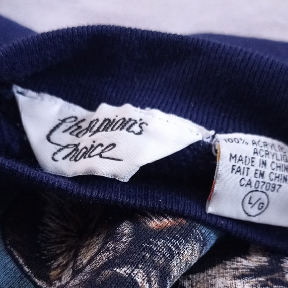 Vintage 90s Champions Choice Wildlife Deer & Cat Crewneck Sweater UNISEX