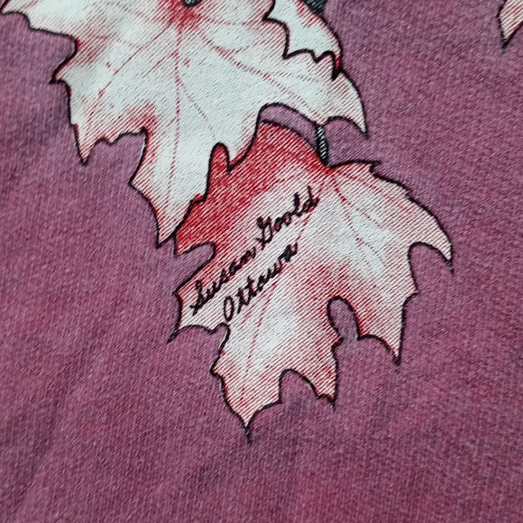 Vintage 90s Maple Leaf Maroon Windswept Crewneck Sweater