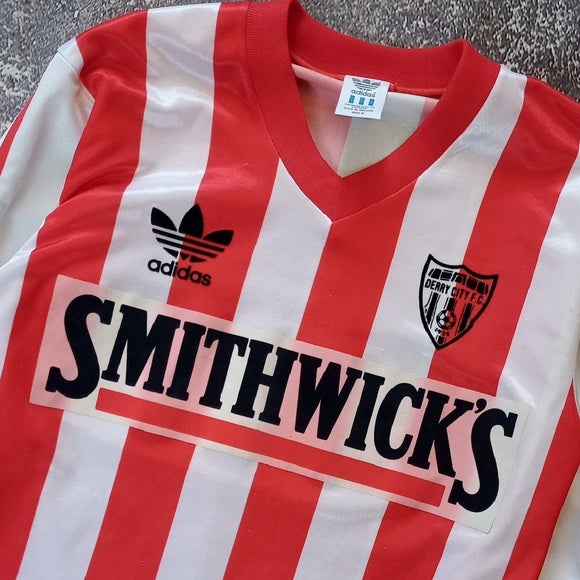 Vintage 1987-88 Derry City FC Home Football Jersey SMITHWICKS ADIDAS