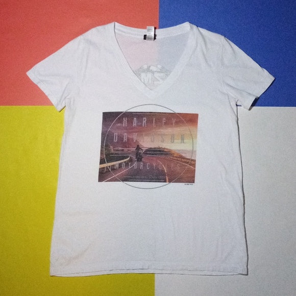 Harley Davison Motorcycle V-Neck Graphic T-Shirt