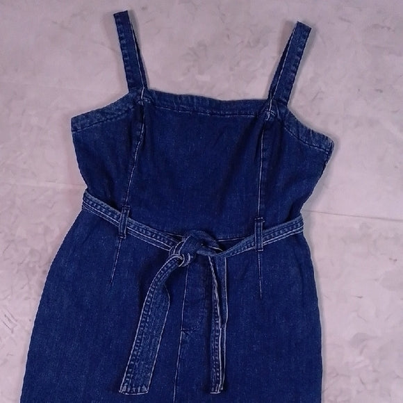 Stylish Modern Denim Overalls With Belt Workwear
