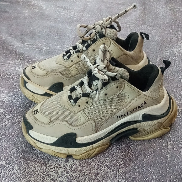 Balenciaga Beige and Black Sneakers TRIPLE S
