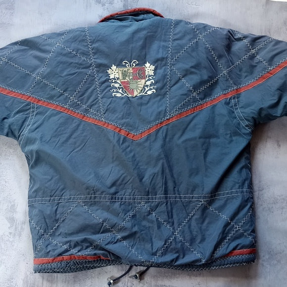 VINTAGE 90s Killtec Floral Embroidered Puffer Jacket UNISEX