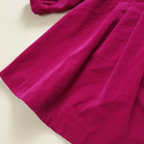 Vintage Girls Handmade Fancy Red Velvet Pleated Dress