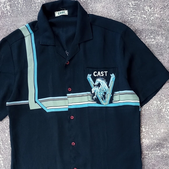 Men's Black Shirt with Blue Accents