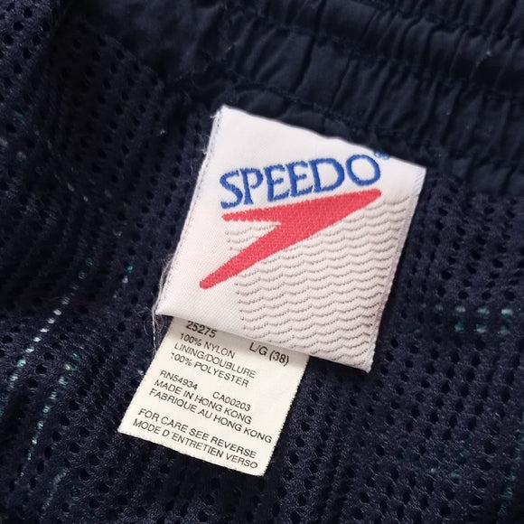 Vintage Speedo Blue Patterned Swim Shorts FUNKY PATTERN 90s