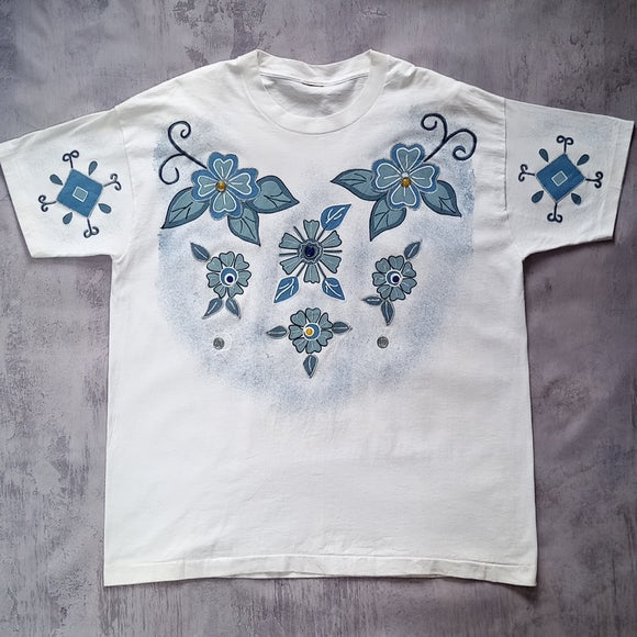 Vintage 90s Floral Big Print Graphic Single Stitch T-Shirt