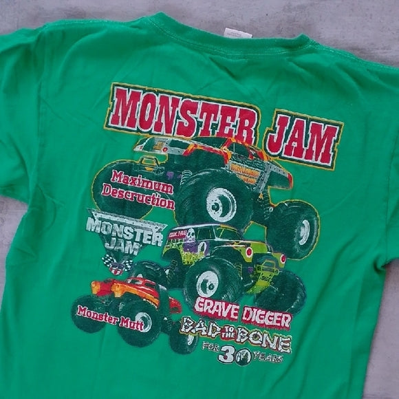 MONSTER JAM Monster TRUCK GRAVE DIGGER BAD 2 THE BONE T-SHIRT