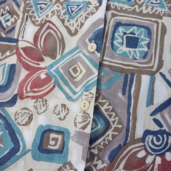 Vintage Women’s Button Up Abstract Summer Shirt