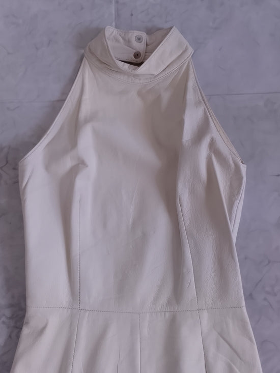 Vintage DANIER Cream Halter Midi Dress with Back Cutout