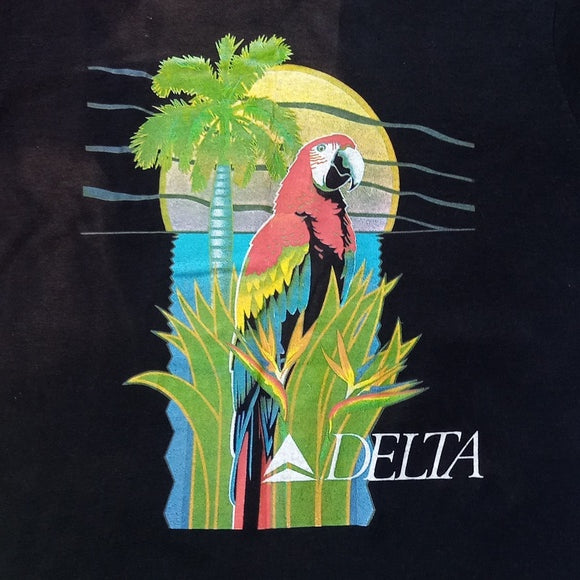 Vintage 90s DELTA Airlines Parrot Promo Single Stitch T-Shirt UNISEX