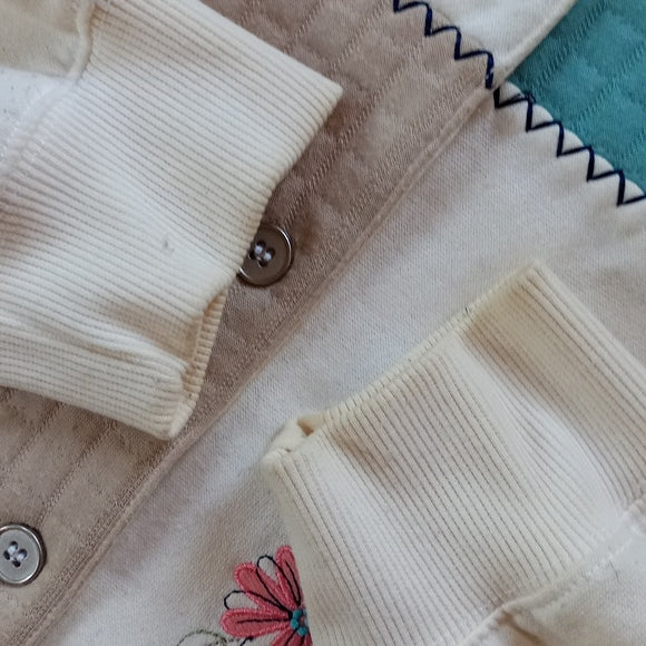 Vintage 90s Floral & Colour Clock Cardigan Sweater