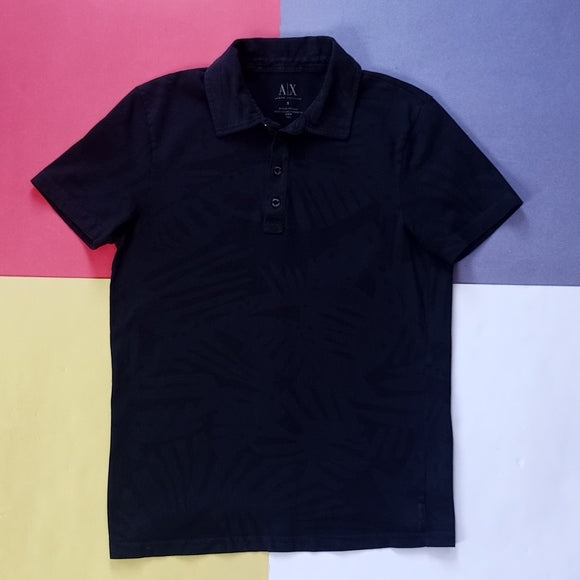 Armani Exchange Polo Shirt Plant Big Leaves Pattern