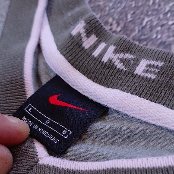 Vintage 90s NIKE Men's Gray V-Neck Sweater