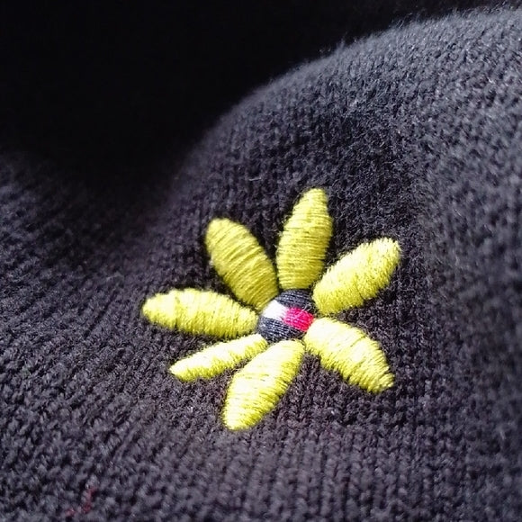Tommy Hilfiger Black Sweater with Yellow Floral Design