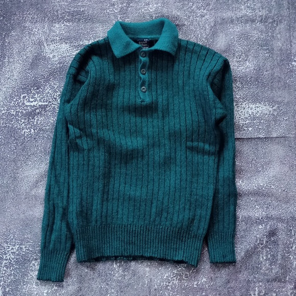 Vintage 90s Wool GANT Quarter Button-Up Green Sweater