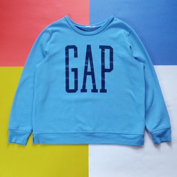 THE GAP Big Print Sweater Crewneck Blue
