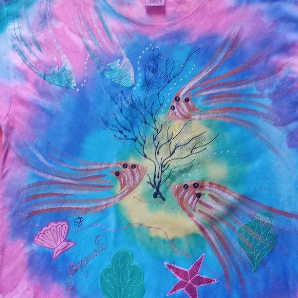 Vintage 90s Fish & Seascape Tye Dye T-Shirt