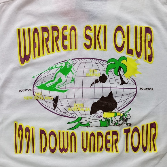 Vintage 1991 Warren Ski Club 1991 Down Under Tour Single Stitch T-Shirt