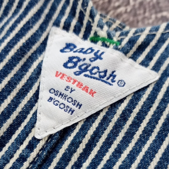 VINTAGE BABY B'gosh Blue Striped Kids Overalls