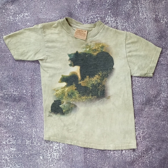 VINTAGE 2002 THE MOUNTAIN Green Bear Graphic T-Shirt TIE DYE
