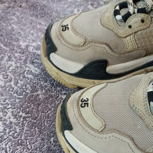 Balenciaga Beige and Black Sneakers TRIPLE S