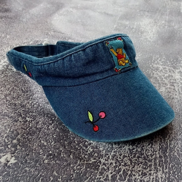 Vintage 90s Winnie The Pooh Embroidered Denim Visor Disney Hat UNISEX