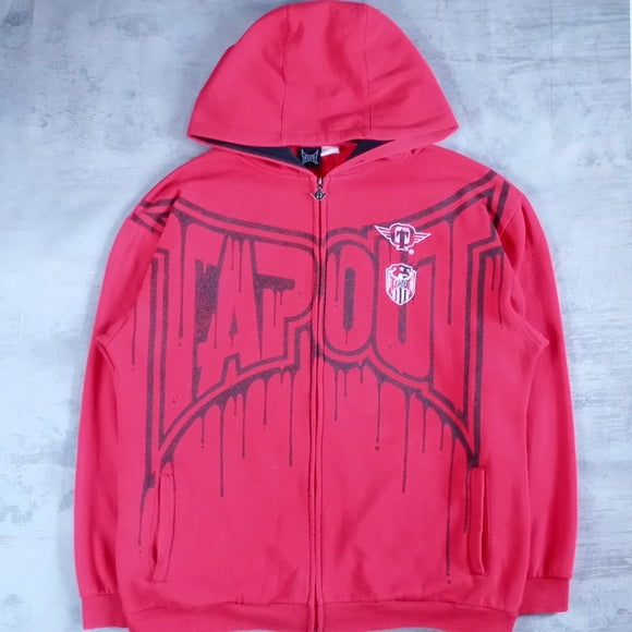 Vintage TAPOUT BIG PRINT SWEATSHIRT ZIP-UP RED