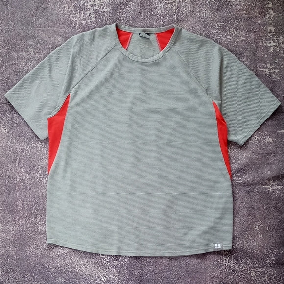 NIKE SPHERE DRY Men's Gray and Red Athletic Shirt ORANGE/GREY