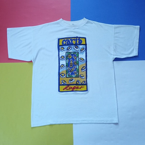 Vintage 90s Carib Lager Graphic Single Stitch T-Shirt